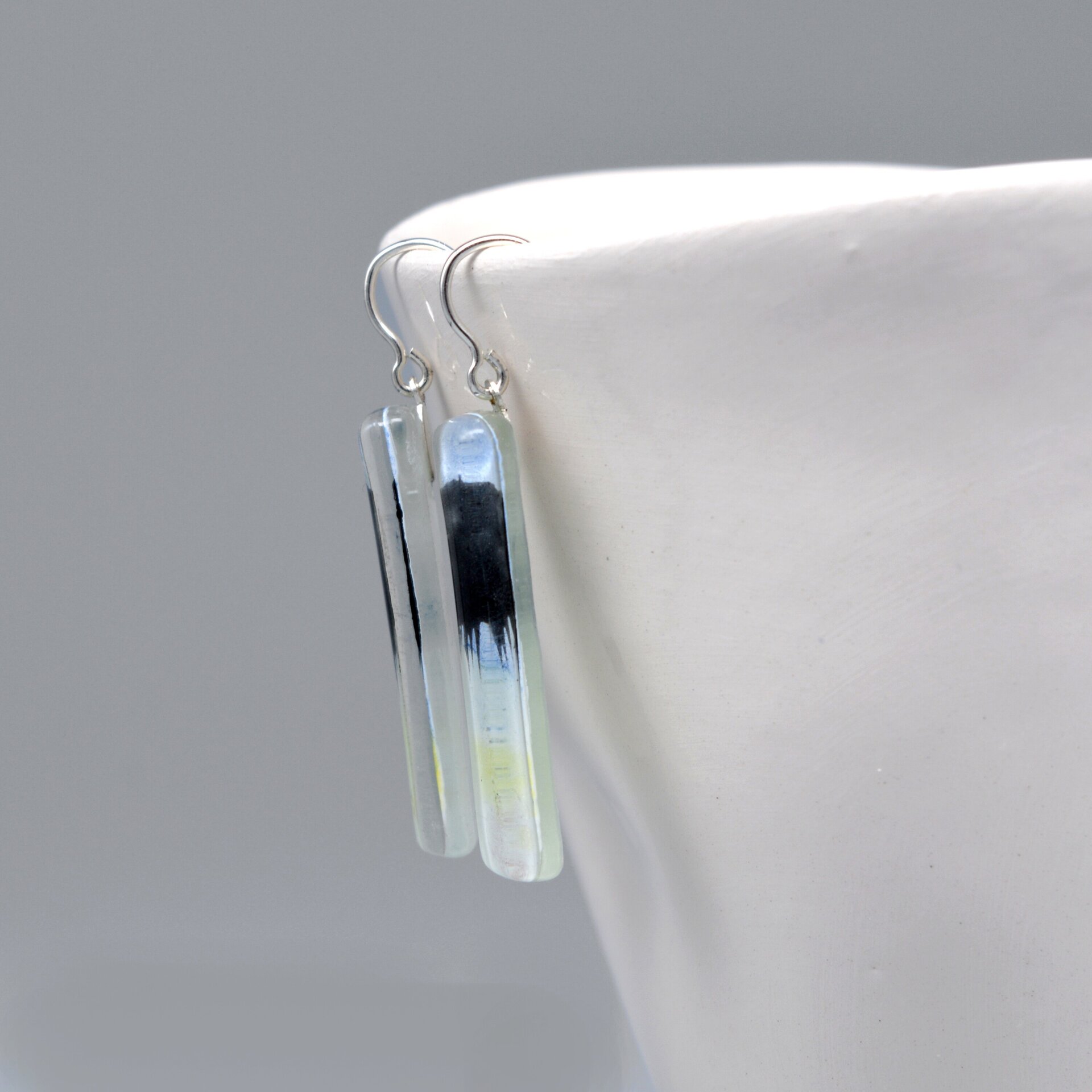 Pendientes largos con nube negra, vidrio y plata de ley - 2